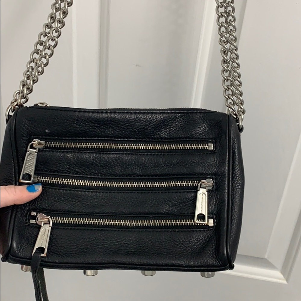 Black Rebecca Minkoff purse with silver hardware